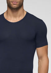 Stretch Modal Crew-neck T-shirt Puro Modal - Blue - Blu | Cagi