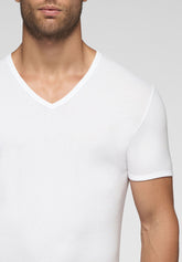 Natural Comfort Cotton V-neck T-Shirt 5324 - White - Bianco | Cagi