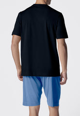 Lightweight-Cotton-Jersey-Crew-Neck-T-Shirt-and-Shorts-Set - Blue and Denim - Blu/denim 780 | Cagi