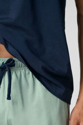 Completo Maglietta Girocollo e Pantaloncini in Jersey di Cotone Leggero - Blu e Acquamarina - Blu/acquamarina 1084 | Cagi