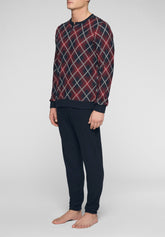 Pigiama Lungo in caldo punto Milano Soft - Stampa Check Rosso e Blu - Check rosso/blu 1106 | Cagi