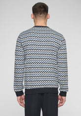 Pigiama Lungo in caldo punto Milano Soft - Chevron Celeste e Blu - Chevron celeste/blu 1107 | Cagi