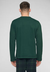 Pigiama Lungo Girocollo in Interlock di Cotone - Verde Scuro e Check Verde - Verde scuro/check verde 1108 | Cagi