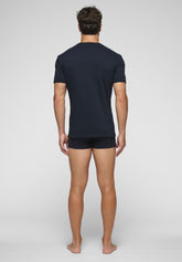 T-Shirt Girocollo in Caldo Cotone Inverno Soft Line - Blu - Blu | Cagi