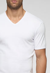 T-Shirt con Scollo a V in Caldo Cotone Inverno Soft Line - Bianco - Bianco | Cagi