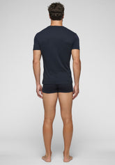 T-Shirt con Scollo a V in Caldo Cotone Inverno Soft Line - Blu - Blu | Cagi