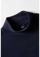 Maglia Dolcevita Manica Lunga in Caldo Cotone - Blu - Blu | Cagi