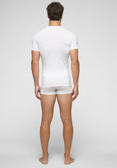 T-shirt Girocollo in Modal Elasticizzato Puro Modal - Bianco - Bianco | Cagi
