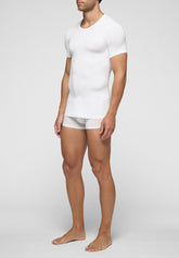 T-shirt Girocollo in Modal Elasticizzato Puro Modal - Bianco - Bianco | Cagi