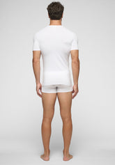 T-shirt con Scollo a V in Modal Elasticizzato Puro Modal - Bianco - Bianco | Cagi