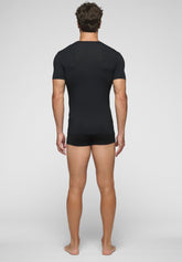 T-shirt con Scollo a V in Modal Elasticizzato Puro Modal - Nero - Nero | Cagi