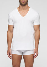 T-Shirt con Scollo a V profondo 5326 in Cotone Natural Comfort - Bianco - Bianco | Cagi