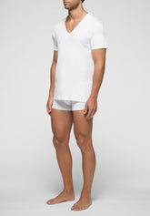 T-Shirt con Scollo a V profondo 5326 in Cotone Natural Comfort - Bianco - Bianco | Cagi