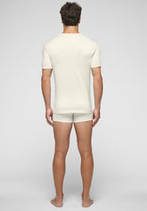 T-Shirt con Scollo a V 5329 in Lana e Cotone Tandem - Bianco - Bianco | Cagi