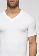 T-Shirt con Scollo a V in Cotone Natural Comfort Taglie Extra - Bianco - Bianco | Cagi