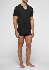 T-Shirt con Scollo a V 1305 in Cotone Natural Comfort - Nero - Nero | Cagi
