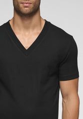 T-Shirt con Scollo a V 1305 in Cotone Natural Comfort - Nero - Nero | Cagi